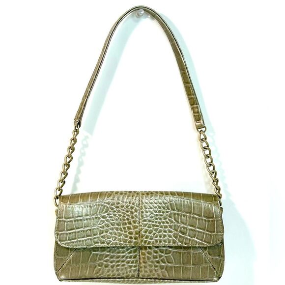 Liz Claiborne Metallic Croc Embossed Faux Leather Mini Bag with Chain Strap - Picture 1 of 12